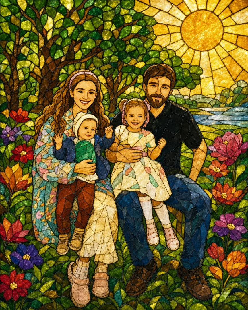 Stained Glass family portrait style